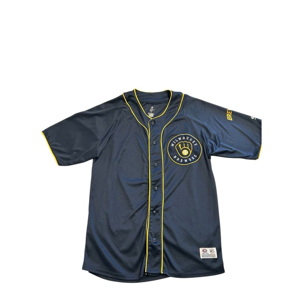 Milwaukee Brewers MLB Jersey True Fan Genuine Merchandise Medium Blue Yellow